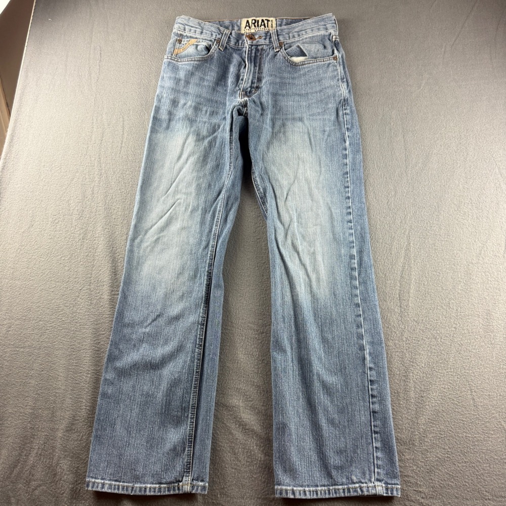 Ariat M4 Jeans Mens 28x32 (Fits 30x32) Blue Relaxed Bootcut Workwear Rodeo Faded